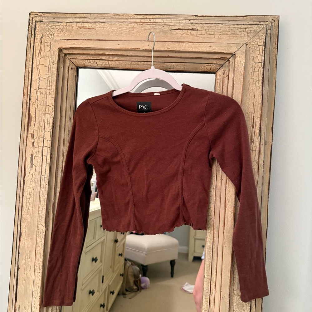 PacSun Rust Long Sleeve Crop Top